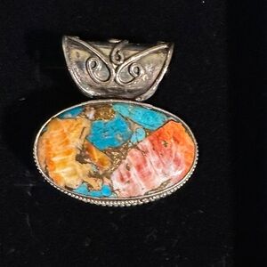 Oyster Copper Turquoise Pendant - Sterling Silver